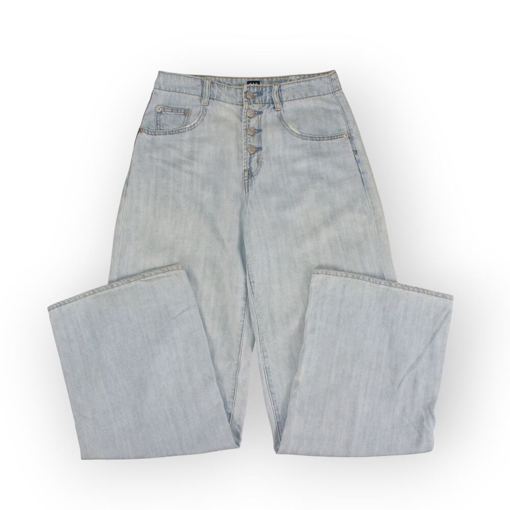 27R Gap Lightweight WideLeg Cotton~LINEN~Lyocell LightIndigo Denim 32"Inseam
